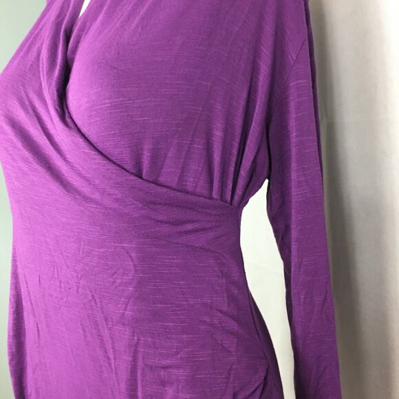 Eco Skin Shirt Womens Sz Small Purple Hemp Knit Long Sleeve Wrap Tunic Top‎ - Picture 2 of 8